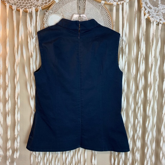 Victoria Beckham Navy Mock Neck Sleeveless Top - Picture 4 of 8